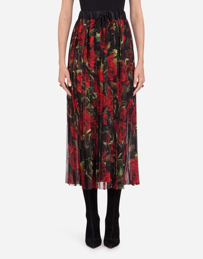 Shop Dolce & Gabbana Plissé Skirt In Floral Print