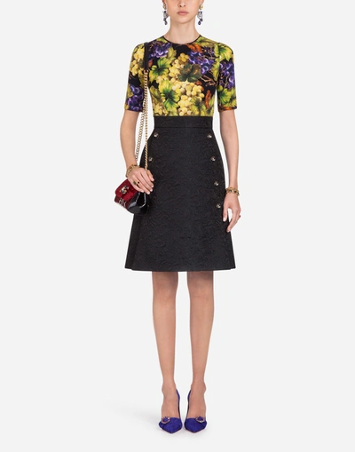 Shop Dolce & Gabbana Jacquard Skirt In Black