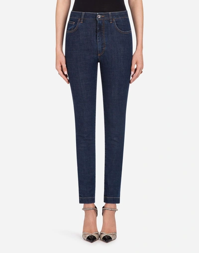 Shop Dolce & Gabbana Stretch Cotton Audrey-fit Jeans In Blue