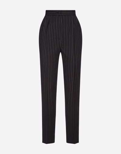 Shop Dolce & Gabbana Wool Pants In Multi-colored