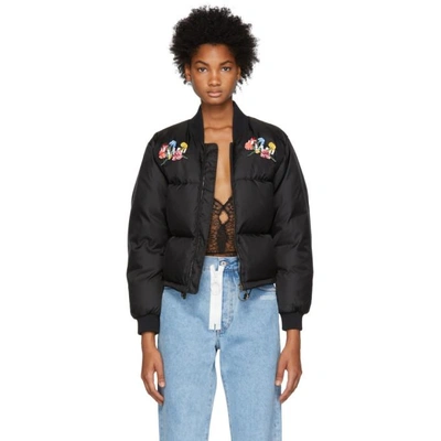 OFF-WHITE 黑色防撕裂羽绒飞行员夹克