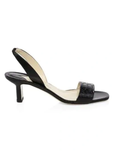 Shop Paul Andrew Python Leather Slingback Sandals In Black