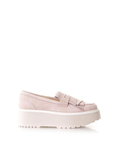 Shop Hogan Pink Route H355 Loafers In Leather