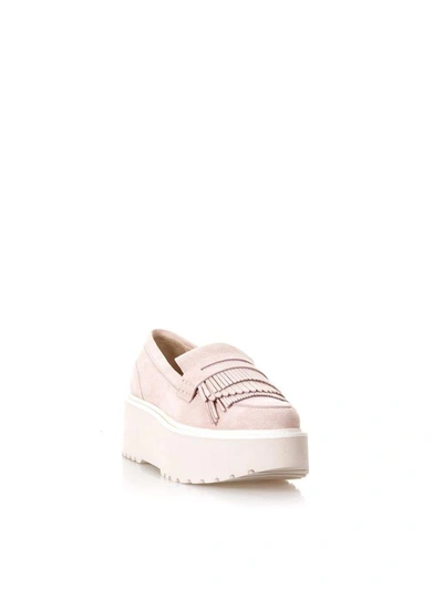 Shop Hogan Pink Route H355 Loafers In Leather