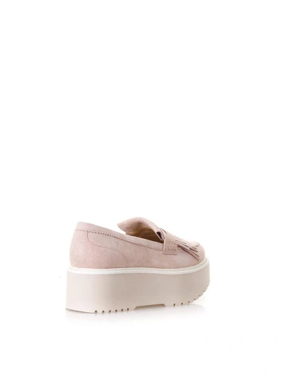 Shop Hogan Pink Route H355 Loafers In Leather