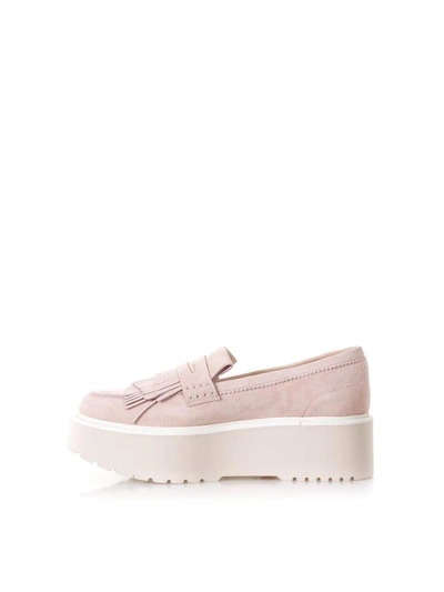 Shop Hogan Pink Route H355 Loafers In Leather