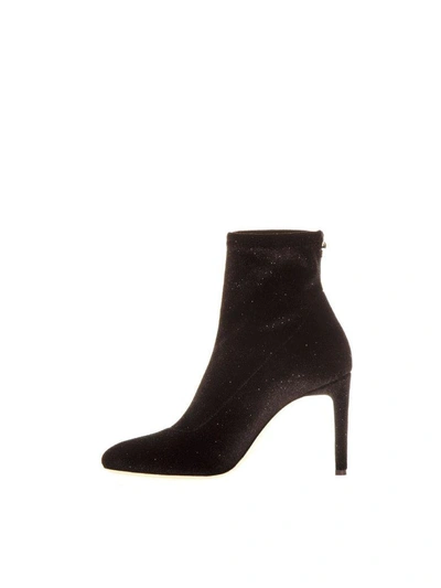 Shop Giuseppe Zanotti Black Stretch Glittered Boots In Velvet