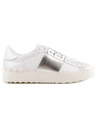 Shop Valentino Open Sneakers In Bianco/argento