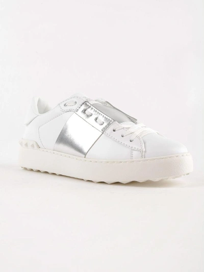 Shop Valentino Open Sneakers In Bianco/argento