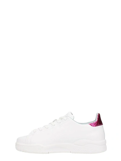 Shop Chiara Ferragni Hearts White Leather Sneakers