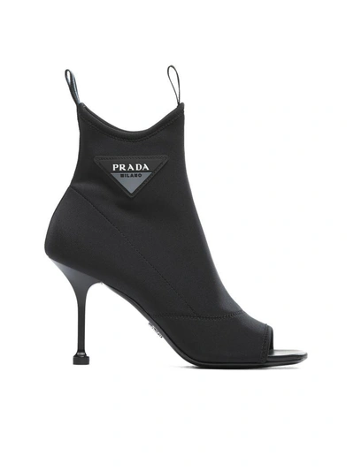 Shop Prada Logo Patch Boots In Nero