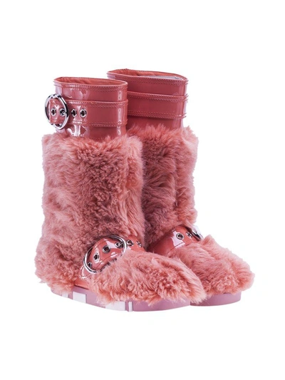 Shop Miu Miu Fur Boot In Orange