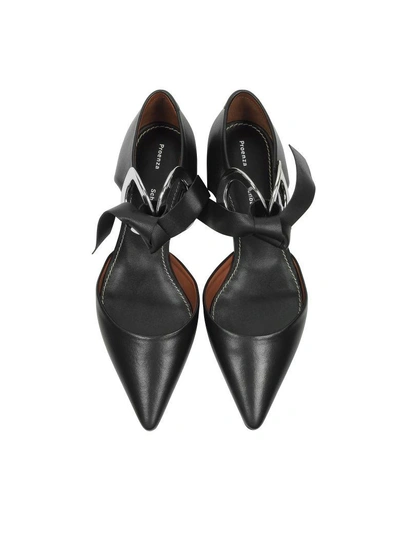 Shop Proenza Schouler Nappa Leather Grommet D'orsay Flat Ballerinas In Black