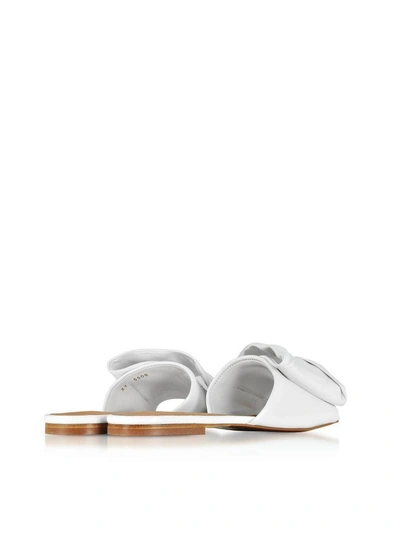 Shop Robert Clergerie Igad White Leather Flat Sandals