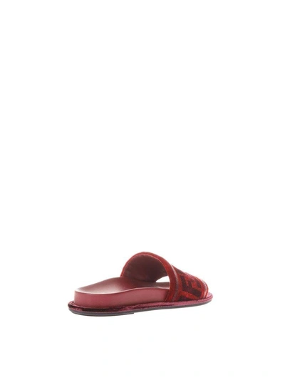 Shop Fendi Leather Sandal Flat In Red