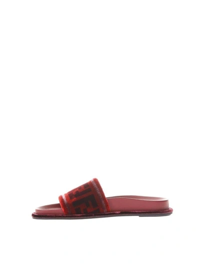 Shop Fendi Leather Sandal Flat In Red