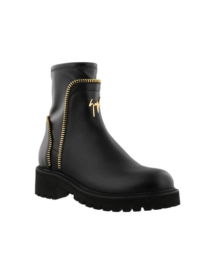 Shop Giuseppe Zanotti Combat Ankle Boot In Black/ Gold