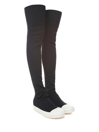 Shop Rick Owens Drkshdw Over-the-knee Rib-knit Sneakers In Nero