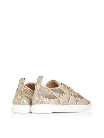 Shop Dsquared2 Golden Glitter Leather Sneakers