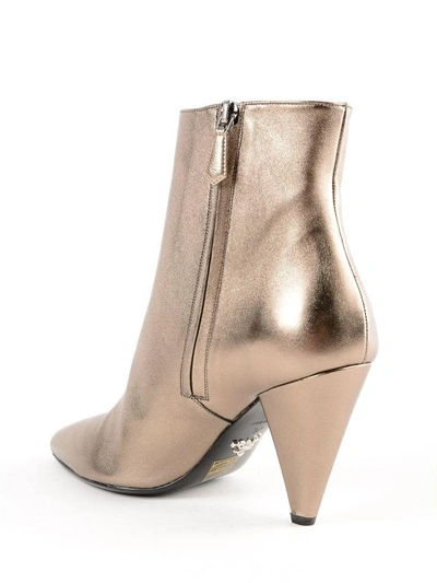 Shop Prada Pointed-toe Ankle Boots In Etitanio