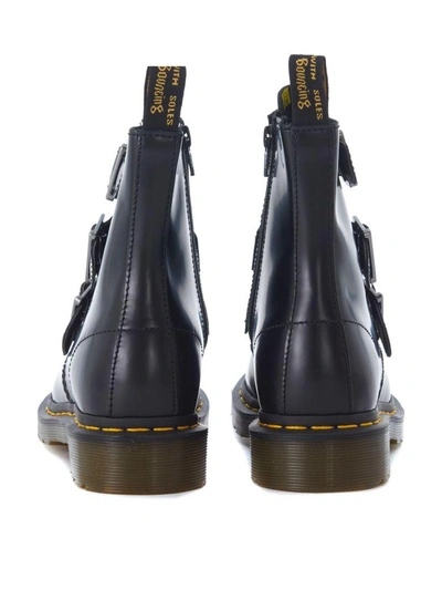Dr. Martens Blake Black Leather Ankle Boots With Straps And Zip In Nero ...