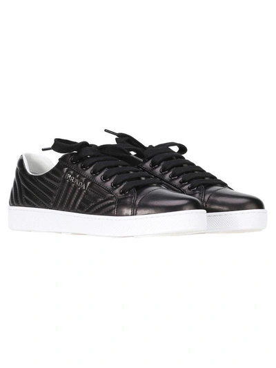 Shop Prada Sneaker Matellasse In Black-white