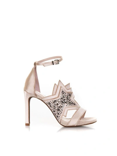 Shop Lola Cruz Pink Satin Sandals With Glittered Star Detail