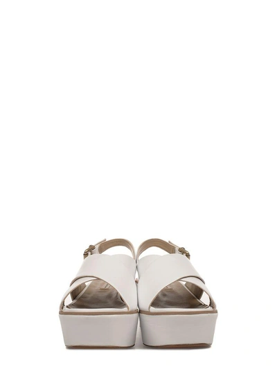 Shop Fabio Rusconi White Leather Wedge Sandal