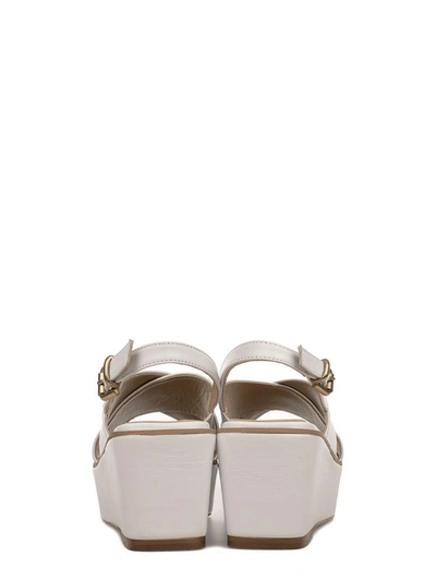 Shop Fabio Rusconi White Leather Wedge Sandal
