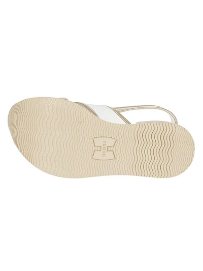 Shop Hogan Chunky Heel Wedge Sandals In Bianco/platino