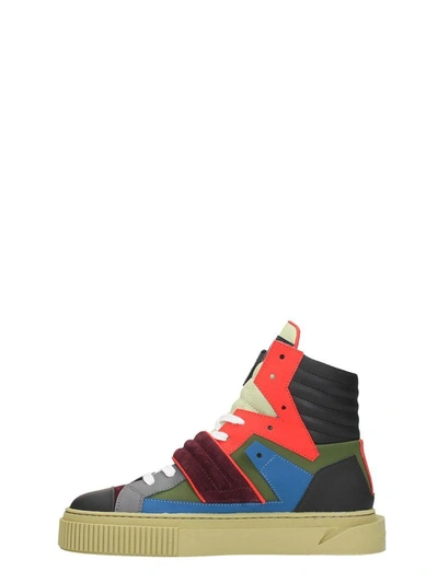 Shop Gienchi Hypnos Multicolor Leather And Suede Sneakers