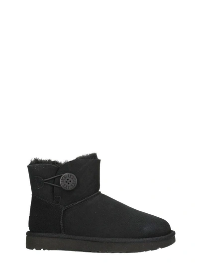 Shop Ugg Mini Bailey Button In Black Suede