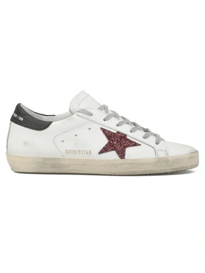 Shop Golden Goose Superstar Sneaker In White-black-red Glitter