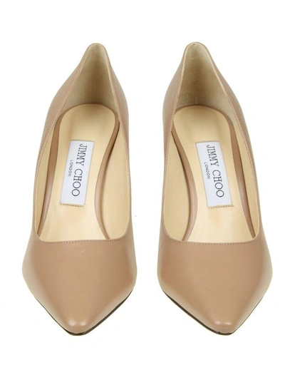 Shop Jimmy Choo Decollete "romy 85" Leather Pink In Ballet Pink