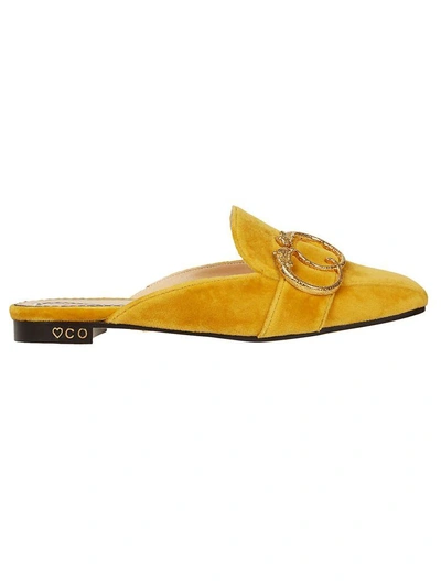 Shop Charlotte Olympia Buckle Detail Mules In Ochre