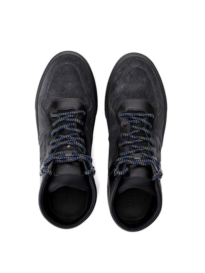 Shop Hogan H365 Basket Black Leather And Suede Sneaker In Nero