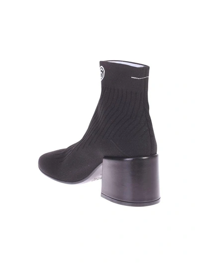 Shop Mm6 Maison Margiela Black Branded Ankle Boots
