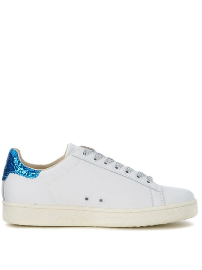 Shop Moa Master Of Arts Moa White Leather Sneaker With Embroidered Inserts And Sequins In Multicolor