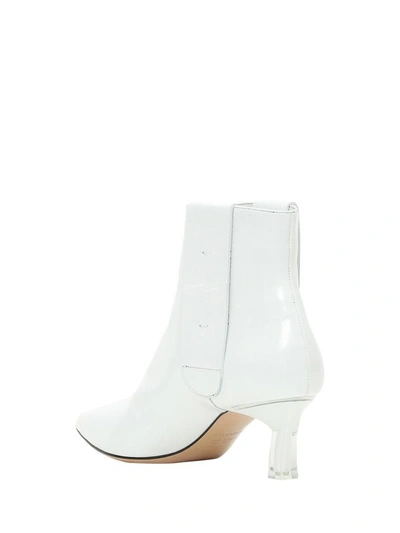 Shop Casadei Patent Leather Ankle Boots With Plexiglass Heel In Bianco