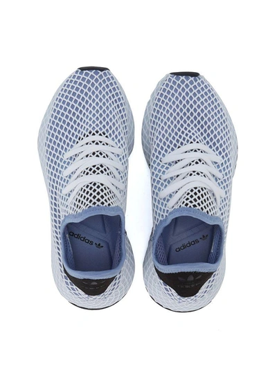 Shop Adidas Originals Deerupt White And Blue Mesh Sneaker