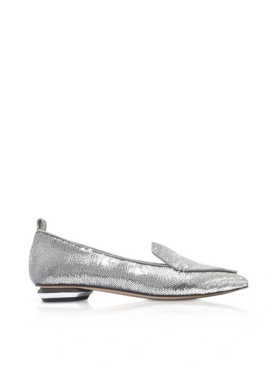 Shop Nicholas Kirkwood Silver Paillettes 18mm Beya Loafer Shoes