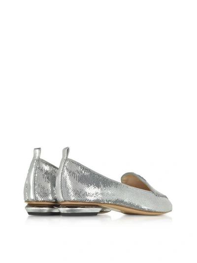 Shop Nicholas Kirkwood Silver Paillettes 18mm Beya Loafer Shoes