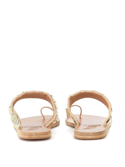 Shop Ancient Greek Sandals Ancient Greek Leather Sandals Thraki With Golden And Silver Sequins In Multicolor
