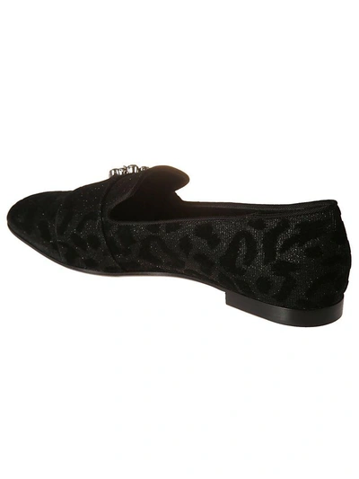 Shop Dolce & Gabbana Leopard Embellished Loafers In Black
