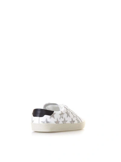 Shop Saint Laurent Wolly Soft White Leather Sneakers With Stars