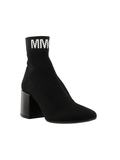 Shop Mm6 Maison Margiela Logo Ankle Boot In Black