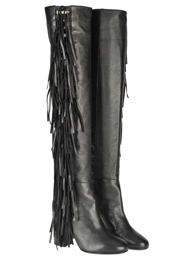 Shop Laurence Dacade Sybelle Knee-lenght Fringe Boots In Black