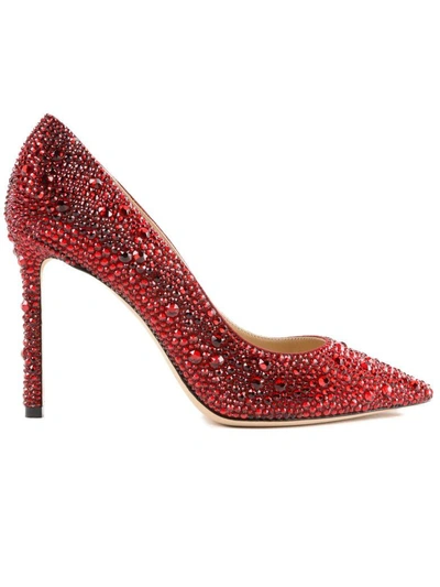 Shop Jimmy Choo Crystal Embellished Pumps In Red