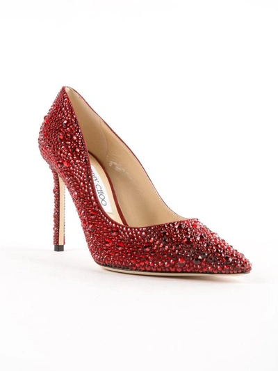 Shop Jimmy Choo Crystal Embellished Pumps In Red