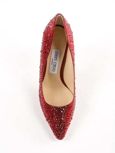 Shop Jimmy Choo Crystal Embellished Pumps In Red